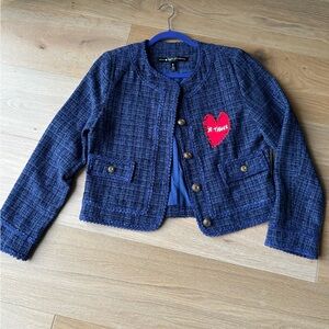 Aqua x Kelly Rosenthal Tweed Jacket with Heart Patch
